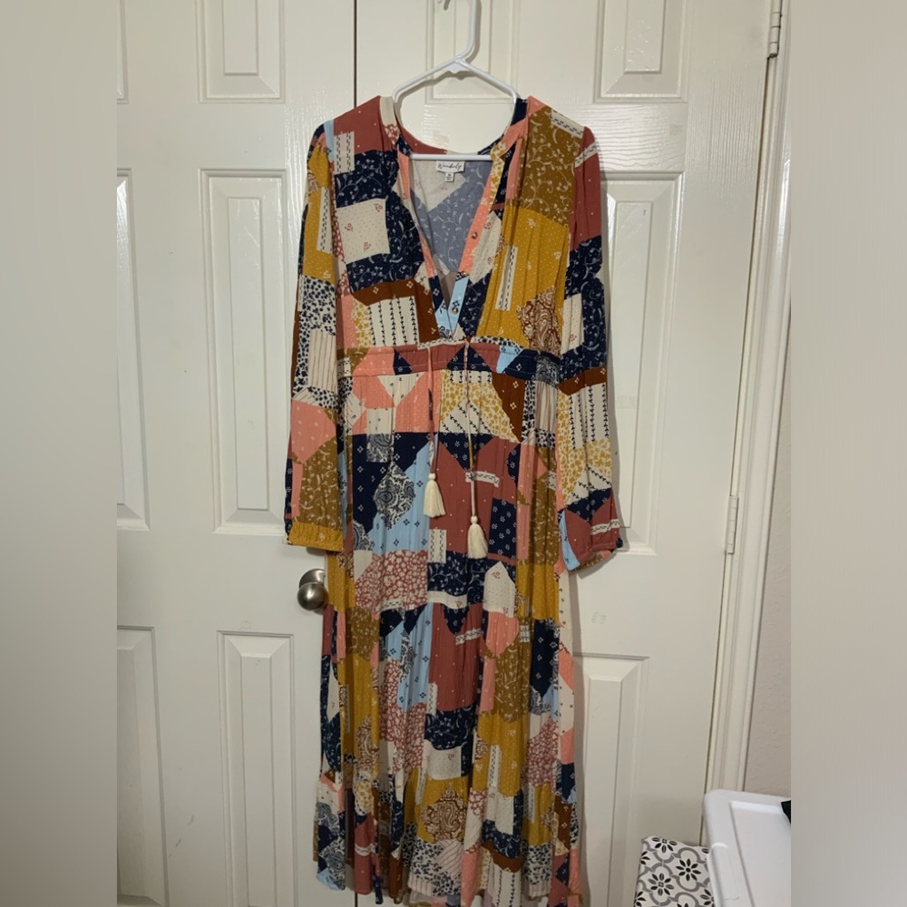 Wonderly Women's Printed Peasant Maxi Dress.